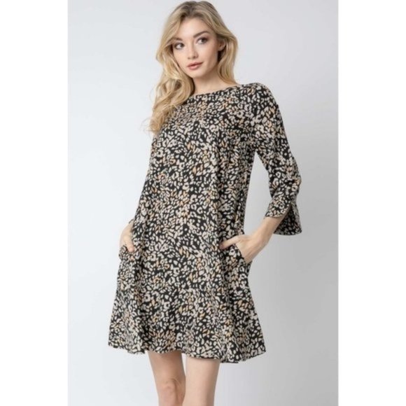 DAVI & DANI Dresses & Skirts - Davi & Dani Animal Print Ruffle Hem Shift